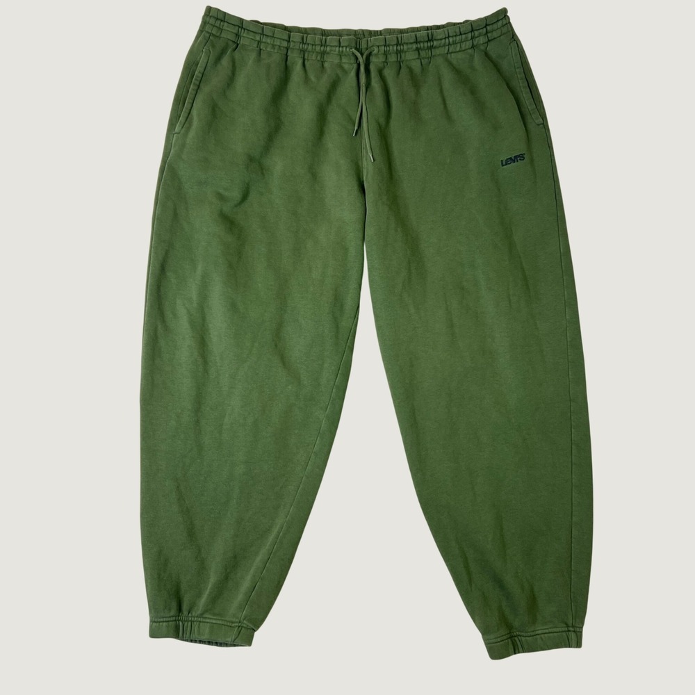 Levis Mens XL Olive Green Fleece Lined Jogger Sweatpants Relaxed Fit Embroidered